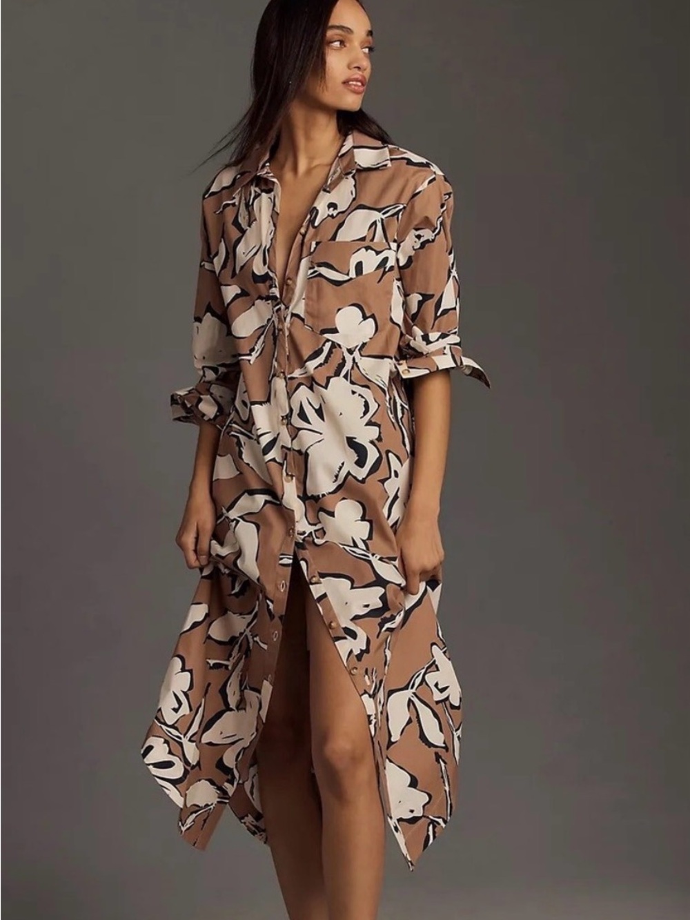 Anthropologie The Soren Long-Sleeve Shirt Dress by Maeve